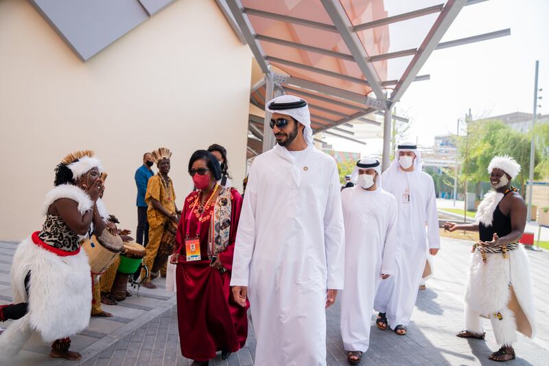 Sheikh Shakhbout bin Nahyan, Minister of State, visits the pavilions of African nations at Expo 2020 Dubai. All photos: MOFAIC