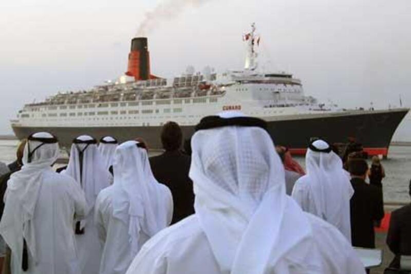 The QE2 ship arrives in Dubai from the UK back on November 26, 2008. Now in 2012 plans have finally been unveiled for it to become a floating hotel.
