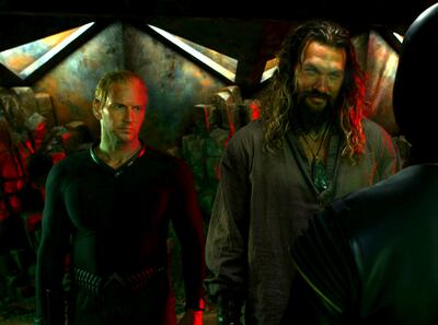 Patrick Wilson, left, and Jason Momoa in the film. Photo: Warner Bros Pictures 