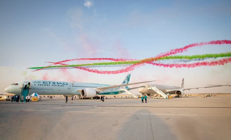 Etihad aircraft on display at the Dubai Airshow this week.