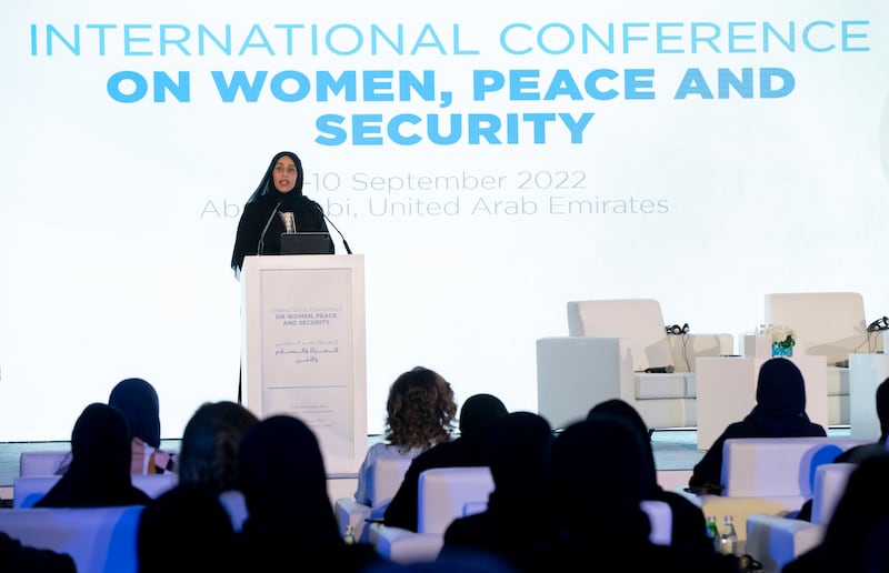 Minister of Community Development Hessa Buhumaid told the conference that the UAE's agenda has long since included women in its plans for peace and security. Ruel Pableo for The National