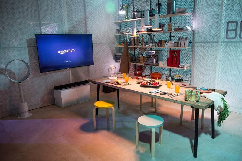 The kitchen at Gizmodo’s Home of the Future, a pop-up apartment that displays the latest in innovation, design and technology. The apartment will be viewable to New Yorkers from May 17 to 21, 2014. Andrew Burton / Getty Images / AFP