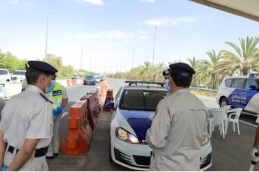 A police checkpoint on the Dubai-Abu Dhabi border. Courtesy: Abu Dhabi Police