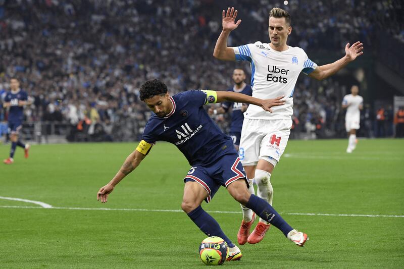 Marquinhos, 7 - He’ll have been relieved to see VAR spare his side’s blushes after he gave Milik too much time and space to crash home as PSG - despite their impressive form - creaked at the back yet again AFP