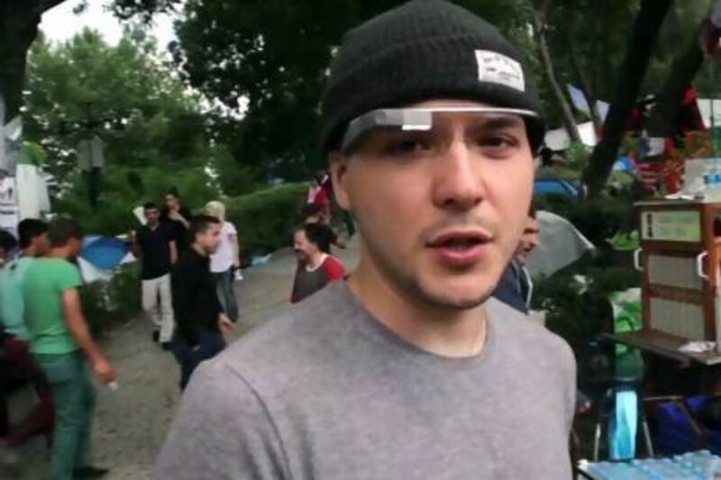 Tim Pool wearing Google Glass as he reports from Turkey during the unrest there earlier this year. Courtesy Vice