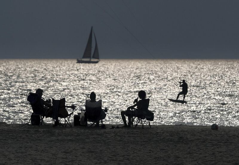 Dubai, United Arab Emirates - Reporter: N/A. Weather. The sun goes down over the beach after a hot day in Dubai. Saturday, August 8th, 2020. Dubai. Chris Whiteoak / The National