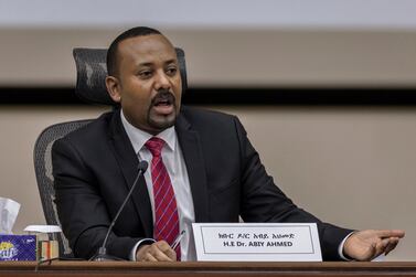 Ethiopian Prime Minister Abiy Ahmed responds to questions from members of parliament in the country’s capital Addis Ababa. AP