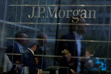 The reception area to JP Morgan was the top earner during a record quarter for investment banking fees, according to Refinitiv. Reuters. 