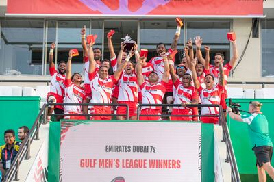 Dubai Tigers won the Gulf Men’s League titles at the 2023 Dubai Sevens.  Ruel Pableo for The National