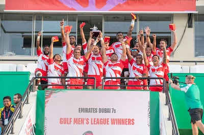 Dubai Tigers won the Gulf Men’s League titles at the 2023 Dubai Sevens.  Ruel Pableo for The National