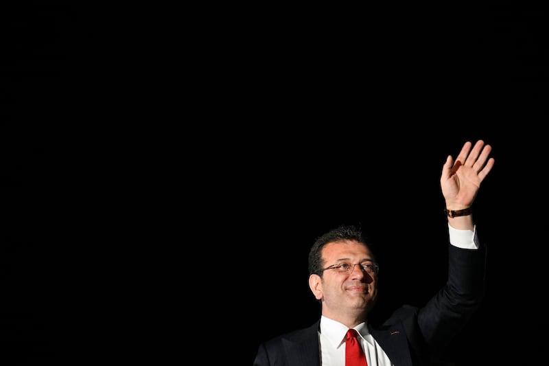 Ekrem Imamoglu, Istanbul mayor and the Republican People's Party candidate, after claiming victory in Istanbul, Turkey. AFP