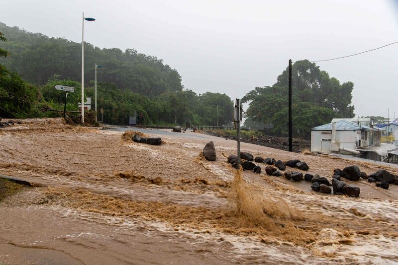 Water rages at the Marina de Riviere-Sens, near Basse-Terre.