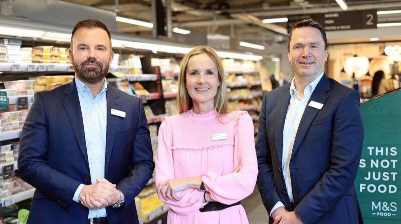 Marks & Spencer's new chief executive Stuart Machin, co-chief executive Katie Bickerstaffe and group chief financial officer and chief strategy officer Eoin Tonge. PA