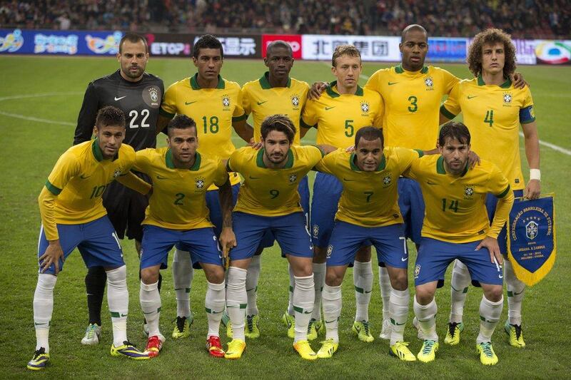 Brazil team photo taken during an international friendly on October 15, 2013. Ng Han Guan / AP
