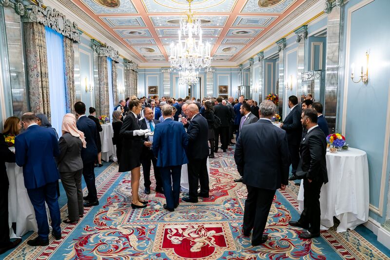 H.H. Sheikh Abdullah bin Zayed Al Nahyan, Minister of Foreign Affairs and International Cooperation, has attended the inauguration ceremony of a new friendship society between the UAE and the UK, "UAE-UK Friendship Society" as part of his current state visit to the UK. Courtesy MOFAAIC
