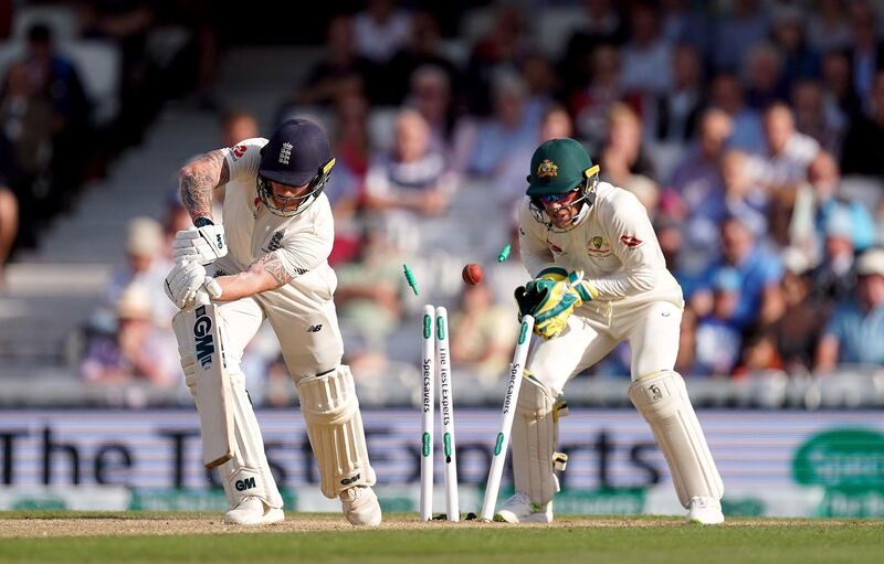 Ben Stokes is cleaned bowled by Australia spinner Nathan Lyon. PA