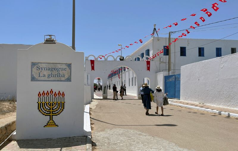 Jewish worshippers arrive at the Ghriba synagogue during the annual pilgrimage in Djerba in May last year. Reuters