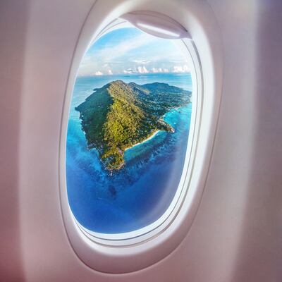 A view of the Seychelles from the window of an Etihad aircraft. Photo: Etihad