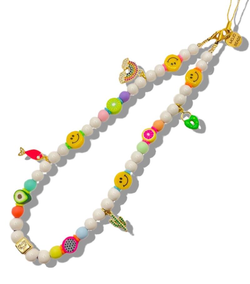 The bestselling Tutti 2.0 phone chain is covered with rainbows and smiley faces. 