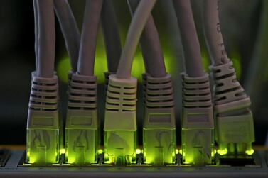 LAN network cables plugged into a computer server, April 6, 2018. REUTERS