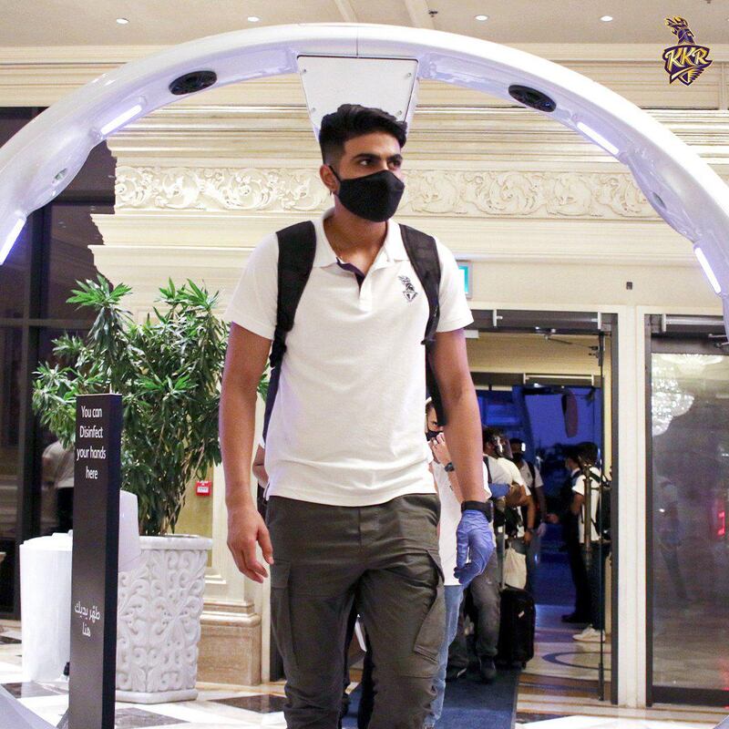 Kolkata Knight Riders arrive at their team hotel in Abu Dhabi for IPL 2020. Courtesy Kolkata Knight Riders twitter / @KKRiders