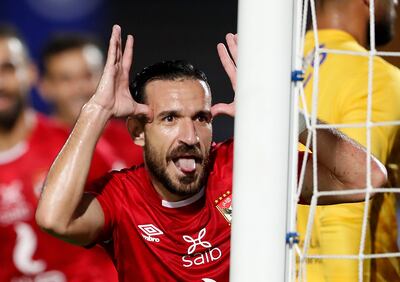 Al Ahly's Ali Maaloul celebrates scoring against Zamalek in the Egyptian Premier League. Reuters