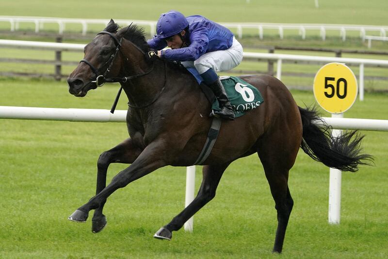 KILDARE, IRELAND - SEPTEMBER 15: William Buick riding Pinatubo win The Goffs Vincent O'Brien National Stakes at Curragh Racecourse on September 15, 2019 in Kildare, Ireland. (Photo by Alan Crowhurst/Getty Images)