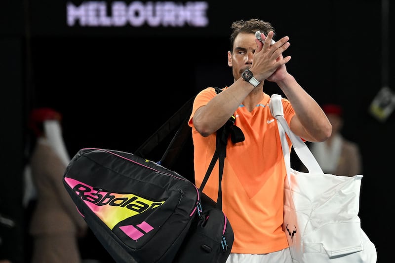 Rafael Nadal applauds the fans after defeat to Mackenzie McDonald at the Australian Open. AFP
