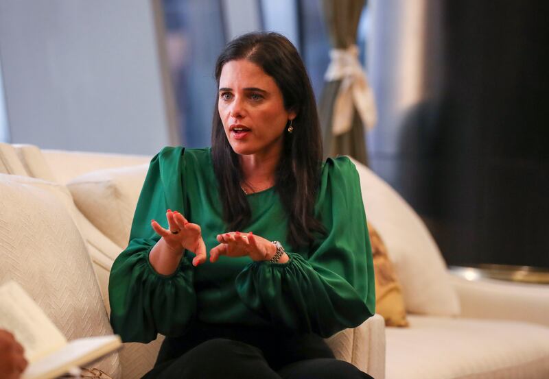 Israeli Interior Minister Ayelet Shaked during her exclusive interview with The National.  Khushnum Bhandari / The National