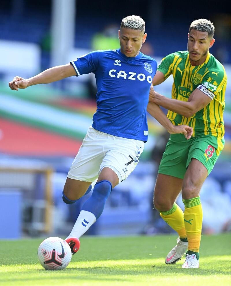 Richarlison - 7: Will be wondering how he did not score. Saw teammate Calvert-Lewin steal one goal-bound effort off him and was denied by the linesman's flag after a magnificent finish into the top corner. Always on the move and causing Baggies' defence problems. PA