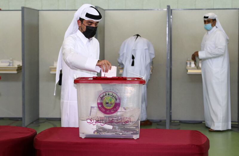 A man casts his ballot at a polling station in the northern coastal city of Al Khor, Qatar  AFP