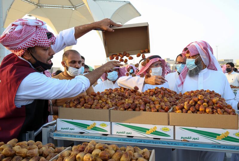 Fresh dates can be found for sale every day during the Unaizah Season for Dates, in Unaizah, Saudi Arabia.