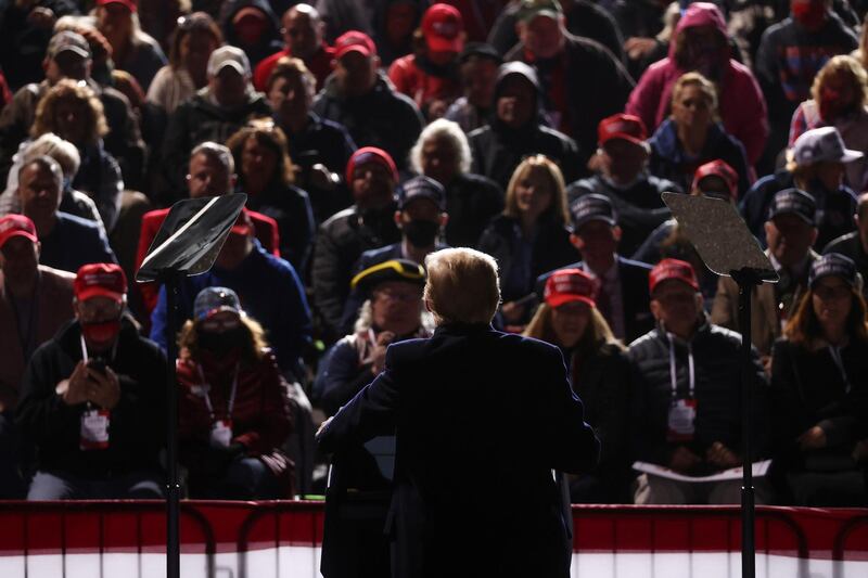 U.S. President Donald Trump holds a campaign rally at John Murtha Johnstown-Cambria County Airport in Johnstown, Pennsylvania, U.S. REUTERS