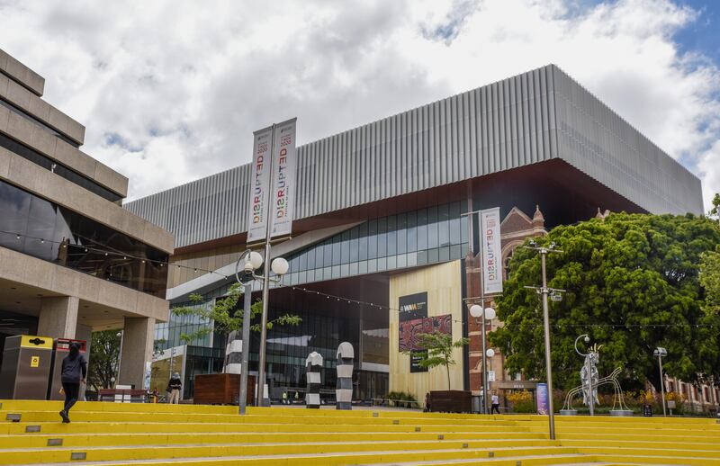 The  ultra-modern, steel-and-glass extension at the WA Museum Boola Bardip. Photo: Ronan O'Connell