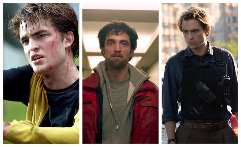 From left: Robert Pattinson as Cedric Diggory in 'Harry Potter and the Goblet of Fire', Connie Nikas in 'Good Time', and Neil in 'Tenet'. Photo: Warner Bros, Elara Pictures