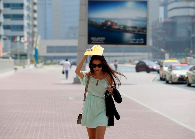 Dubai, United Arab Emirates, June 29, 2017: People in Dubai show various ways to keep cool and stay out of the sun. Thursday, June. 29, 2017, in Dubai. Chris Whiteoak for The National *** Local Caption ***  CW_2906_HotWeather_08.JPG