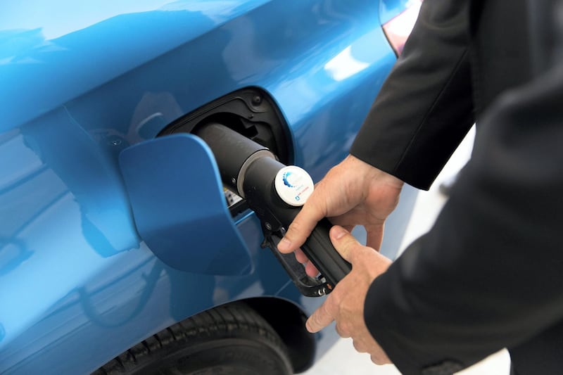 DUBAI, UNITED ARAB EMIRATES - OCT 11:

The Middle East region's first hydrogen refilling station was unveiled today at Toyota's showroom in Al Badia, in partnership with France's Air Liquide.

The initiative is in line with the UAE Vision 2021, aimed to raise the country's contribution to the world's clean energy drive and reduce dependence on fossil fuel.

(Photo by Reem Mohammed/The National)

Reporter: LeAnne Graves / Adam Workman
Section: NA & BZ