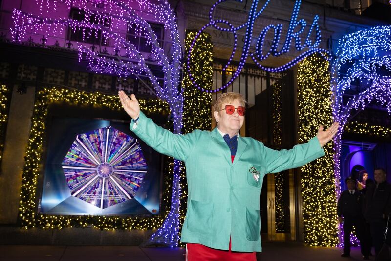 Sir Elton at the Saks unveiling. BFA for Saks / Michael Blanchard