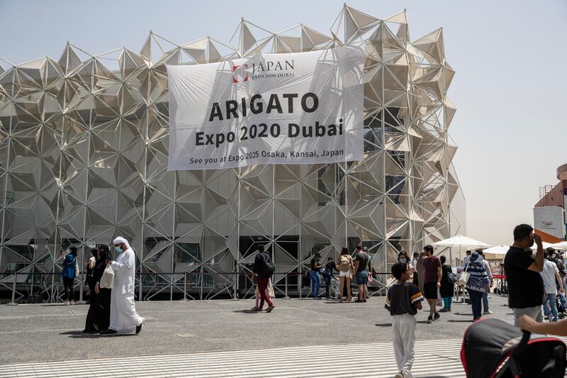 Expo organisers in Dubai handed the flag over to Japan, where Expo 2025 Osaka will be staged. Antonie Robertson / The National

