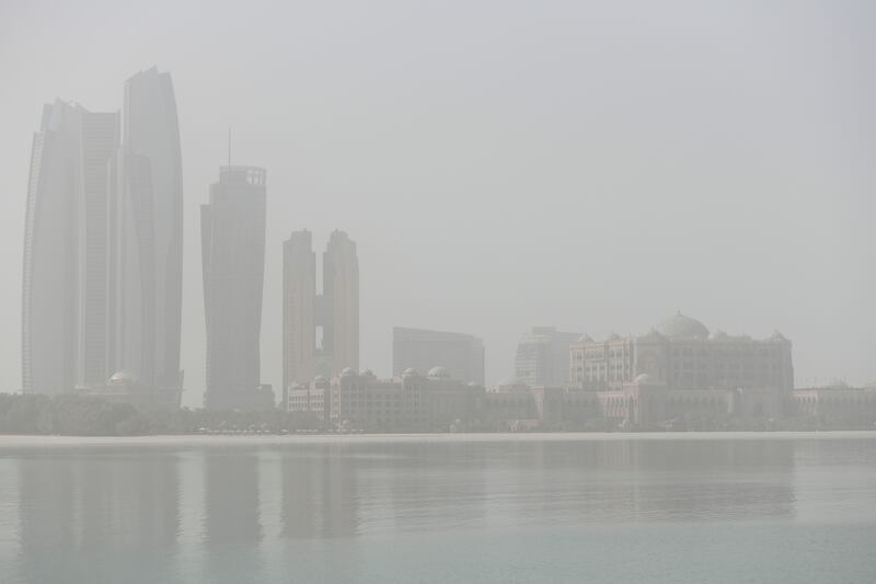 Sandstorm affecting visibility in the capital. Khushnum Bhandari / The National
