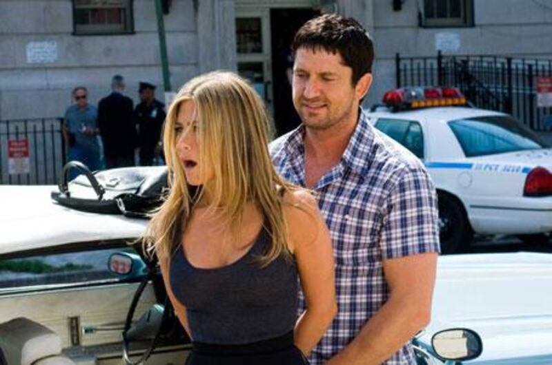 Jennifer Aniston's hands are tied in her latest rom-com, which also stars Gerard Butler.