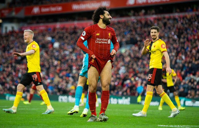 Liverpool's Mohamed Salah reacts to a missed chance. AFP