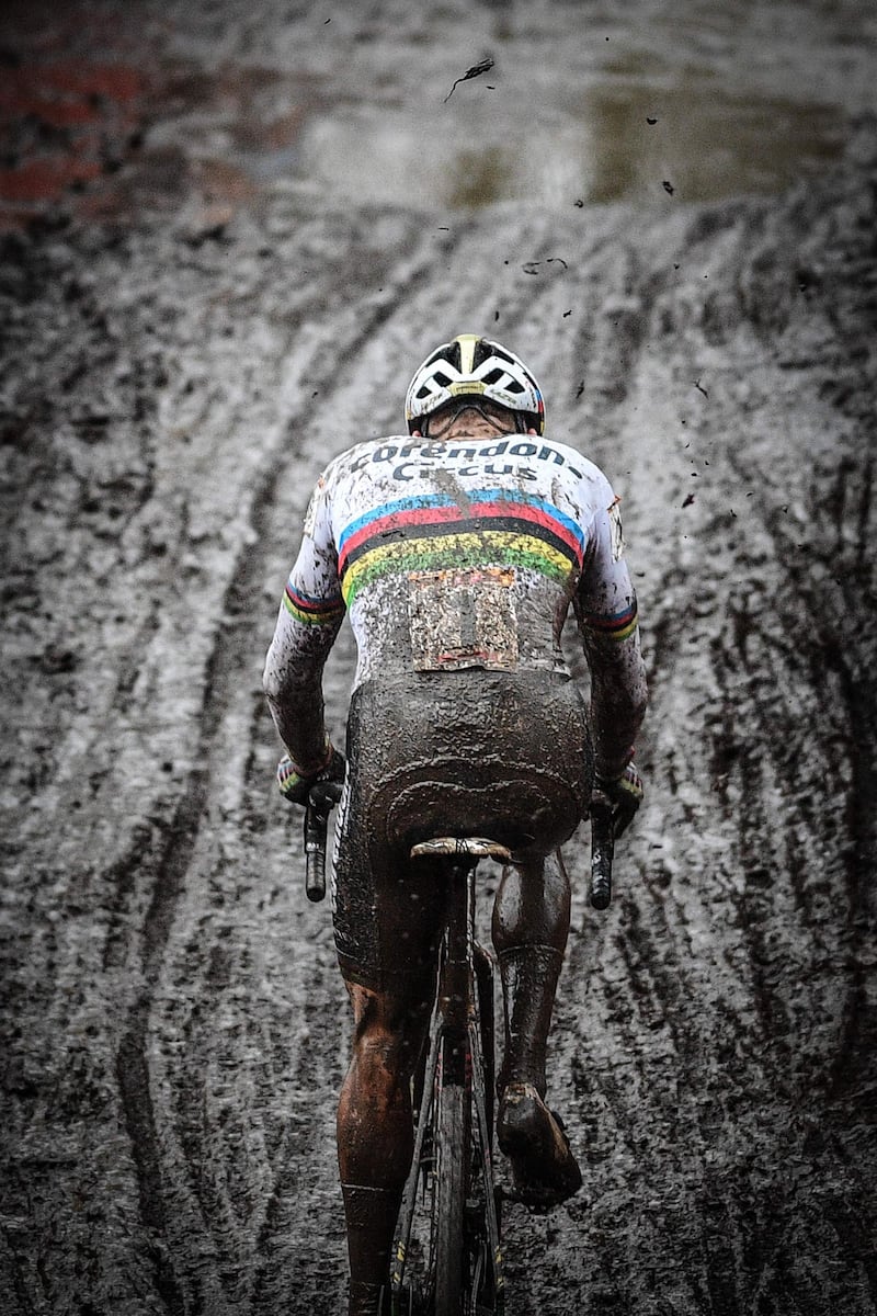 Dutch rider Mathieu Van Der Poel on his way to victory during the sixth stage of the World Cup cyclocross competition, the Cross de la Citadelle in Belgium, on Sunday, December 22. AFP