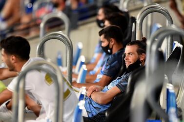 MADRID, SPAIN - JULY 10: Gareth Bale of Real Madrid sits on the bench before the Liga match between Real Madrid CF and Deportivo Alaves at Estadio Alfredo Di Stefano on July 10, 2020 in Madrid, Spain. (Photo by Denis Doyle/Getty Images)