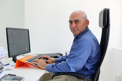 DUBAI , UNITED ARAB EMIRATES , AUG 30 – 2017 :-  Waleed Saleh , General Manager and Head of MENA , MV Research at his office in HDS Tower in Jumeirah Lake Towers in Dubai. ( Pawan Singh / The National ) Story by Suzanne Locke