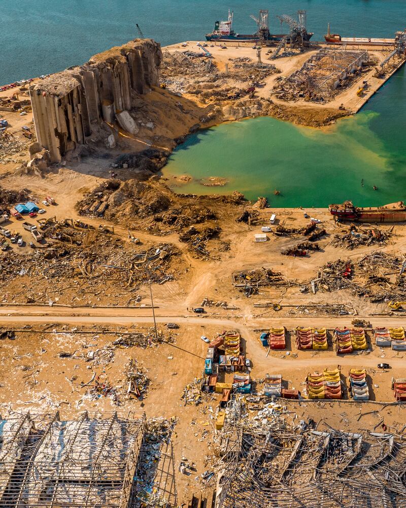 Destroyed grain silos at Beirut port.                                                                                                                              Photo: Rami Rizk