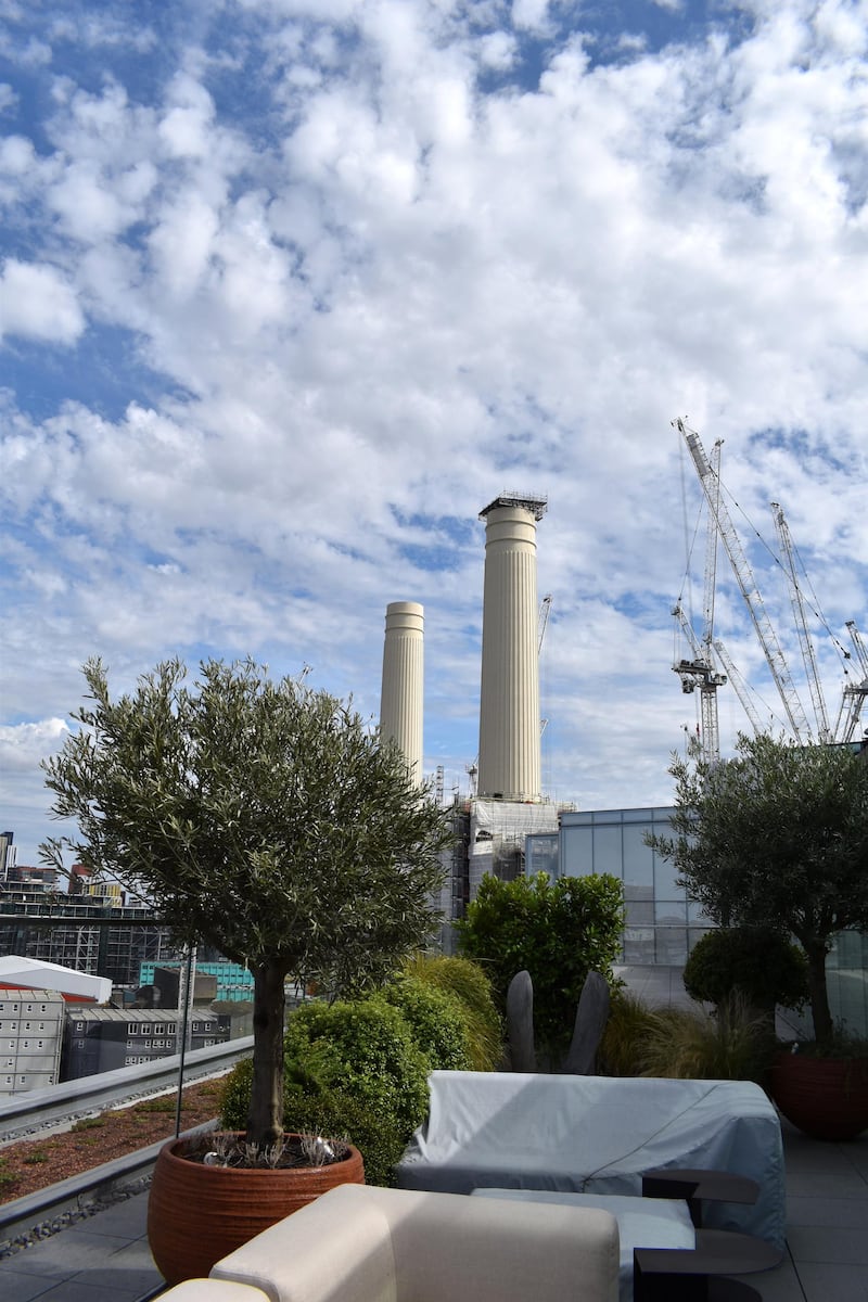 View of Battersea Power Station from a nearby roof deck. Shafi Musaddique / The National