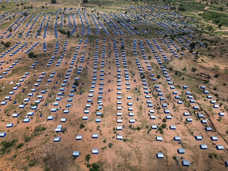 An aerial view of a refugee camp in Ourang, Chad, where Sudanese refugees who fled the conflict in their homeland are based.