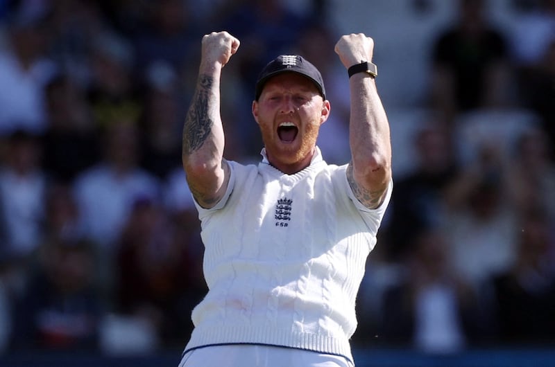 England captain Ben Stokes celebrates the wicket of his New Zealand counterpart Kane Williamson. Reuters