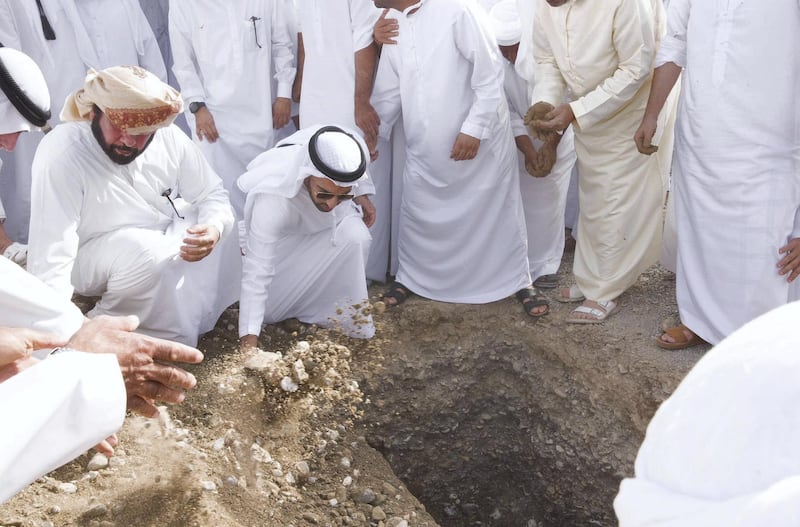 <p>Sheikh Hamad bin Mohammed Al Qasimi is buried at Al Qawasim Cemetary&nbsp;in RAK on Sunday. Wam</p>
